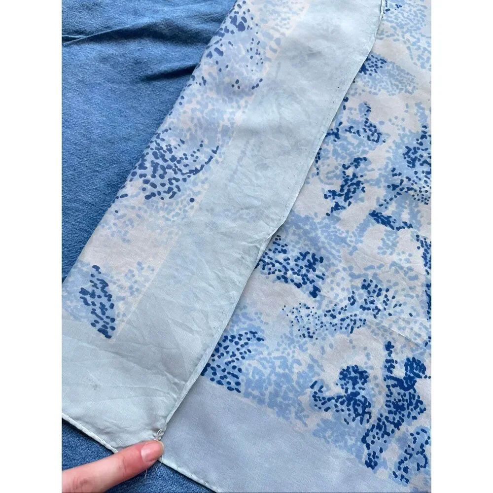 French Country Cottagecore Blue Toile Scenic Square Scarf Parisian Romantic 25.5